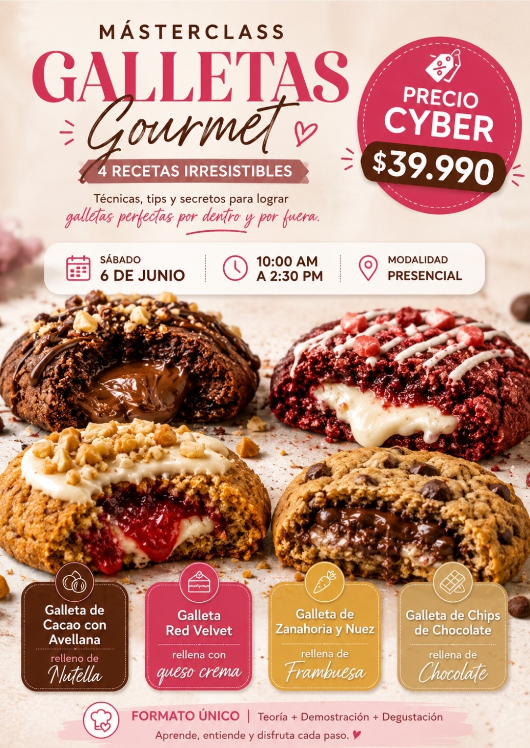 CYBER MASTER CLASS DE GALLETAS NEW YORK PRESENCIAL DEMOSTRATIVA